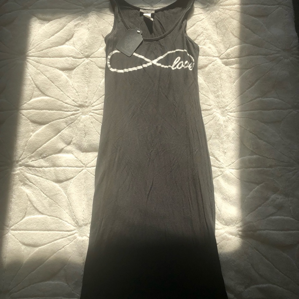 NWT Trendyland long black dress with Love Front